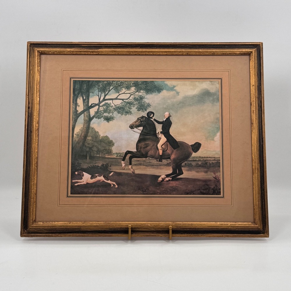 Vintage Equestrian Print After George Stubbs Portrait of Baron de Robeck Riding